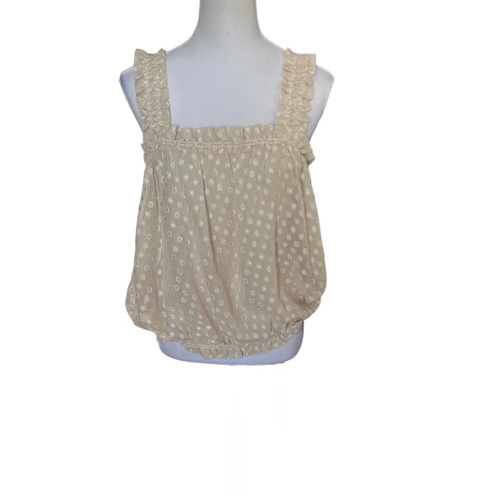 Studio M Sleeveless Polka Dot Balloon Shirt (NWT) Color: Cream / Size: Large
